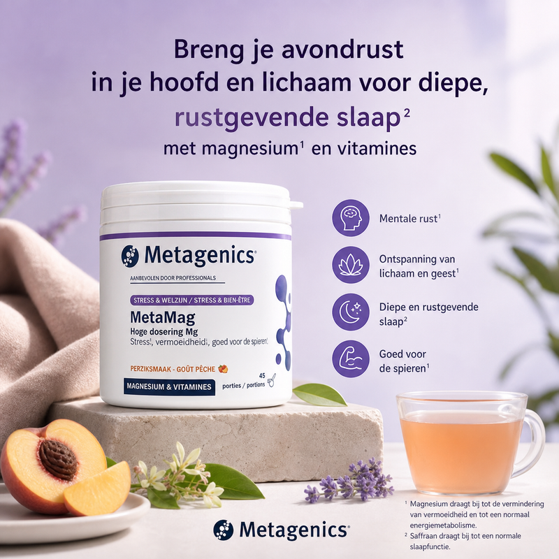Metagenics MetaMag Manesium & Vitamines Perzik 45 porties